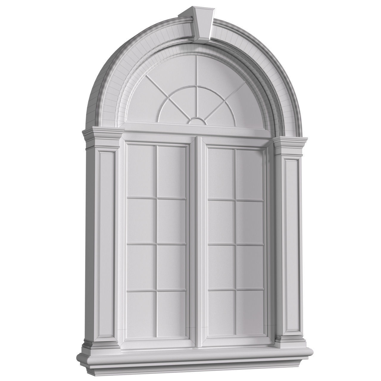 Arched Window in classic style 3D model_3