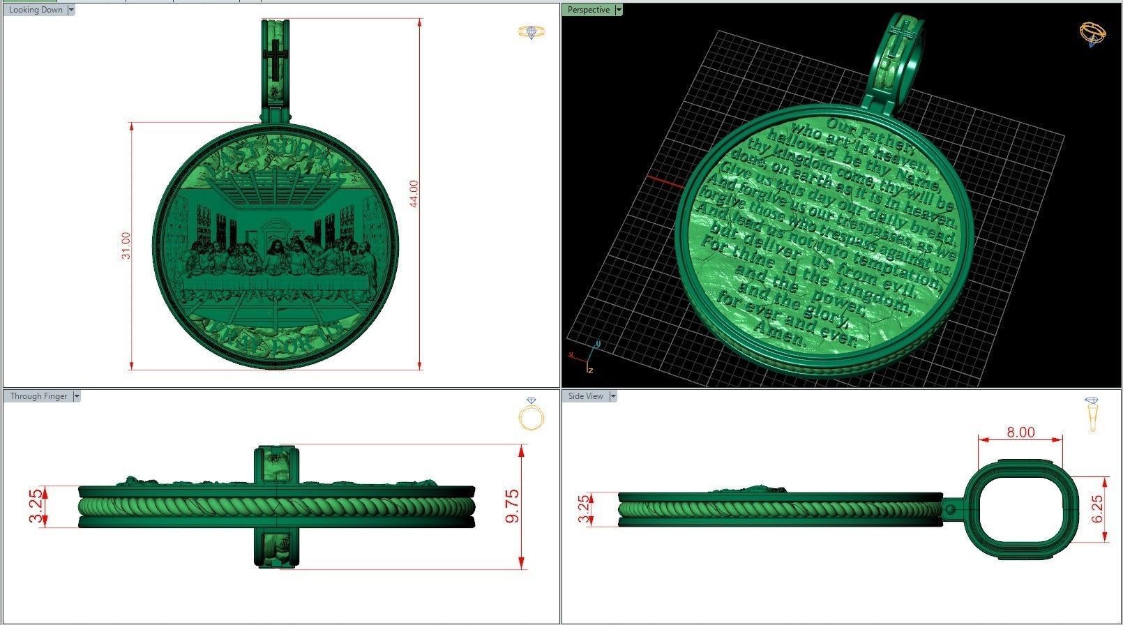 Jesus Christ The Last Supper Prayer Leonardo Pendant 3D print model_7