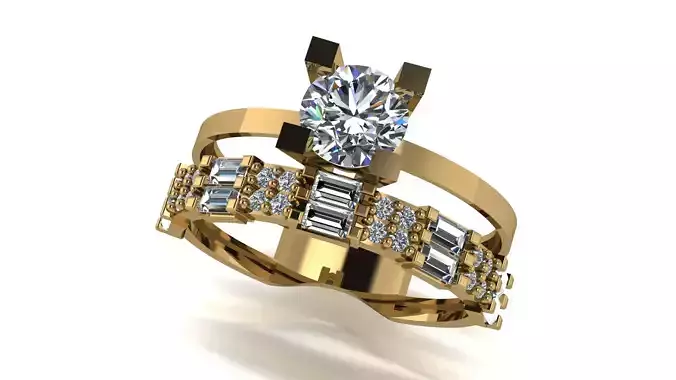 Ring wedding ring balls two in one engagement assembled 3 3D print model