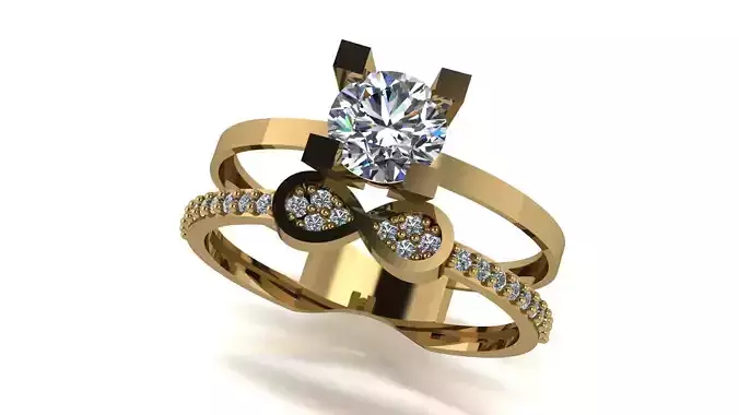 Ring wedding ring balls two in one engagement assembled 4 3D print model