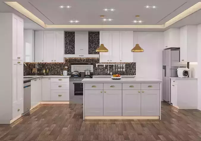 White shaker style Kitchen