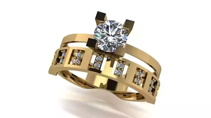 Ring wedding ring balls two in one engagement assembled  7 3D print model