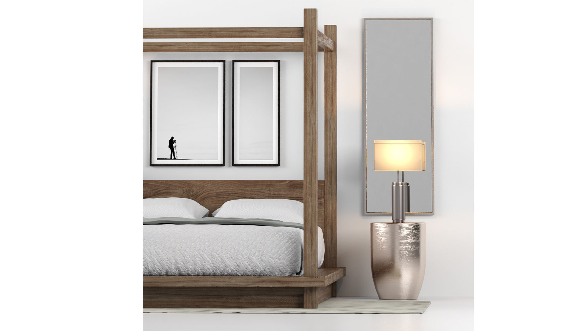 Restoration Hardware OAK CANOPY BED 3D model_1