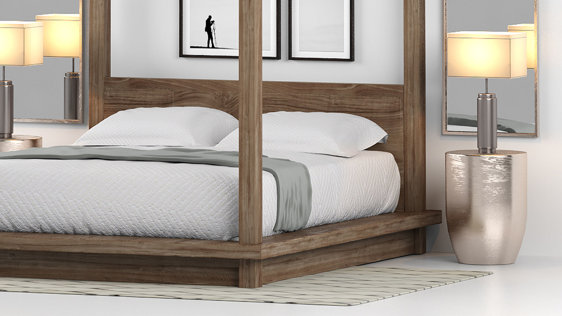 Restoration Hardware OAK CANOPY BED 3D model_3