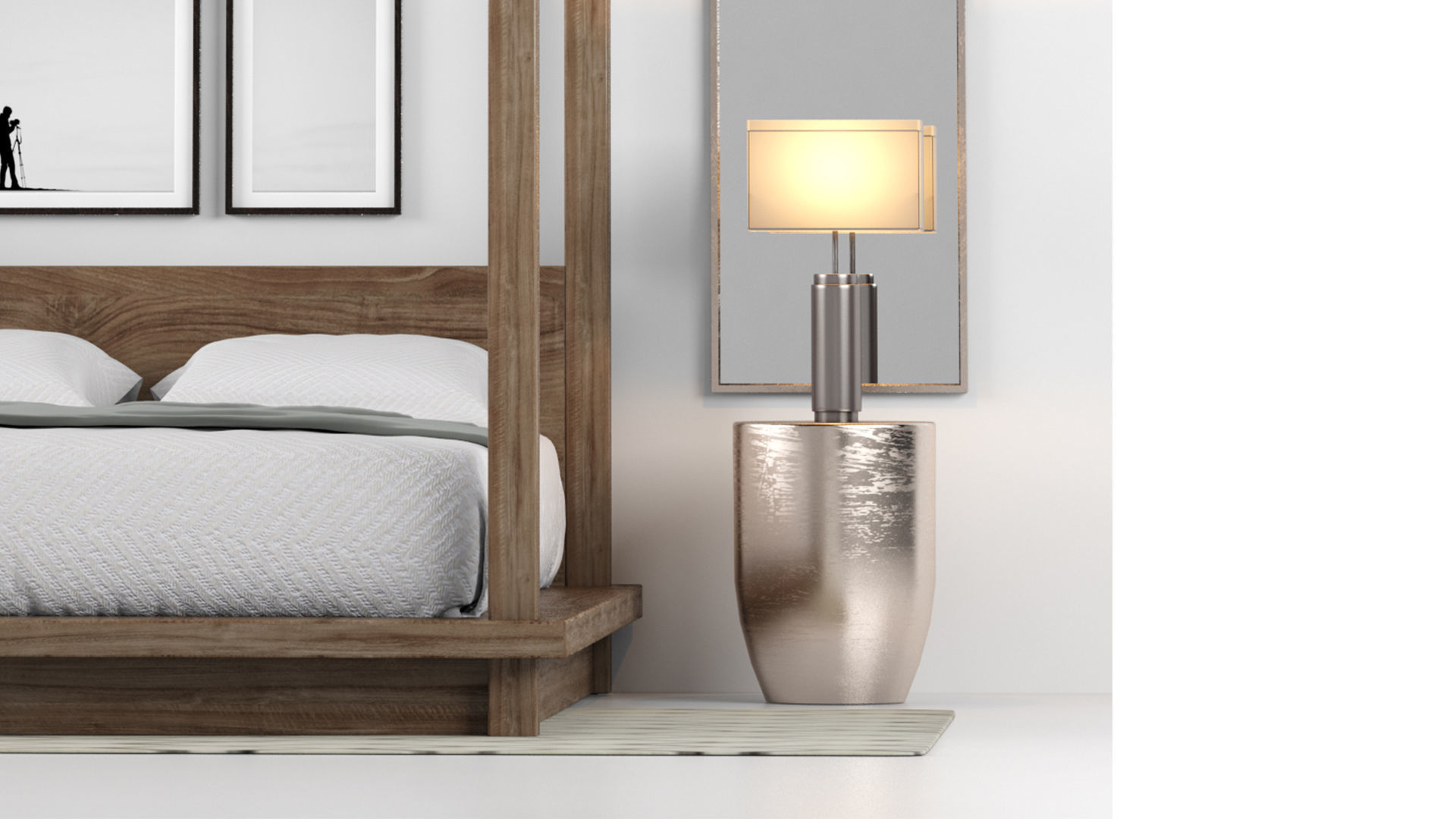 Restoration Hardware OAK CANOPY BED 3D model_4