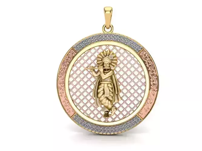 The God Krishana Gold Pendant - 01