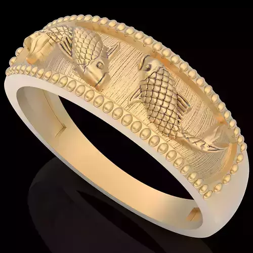 Fish ring silver gold  printable jewelry 3D model
