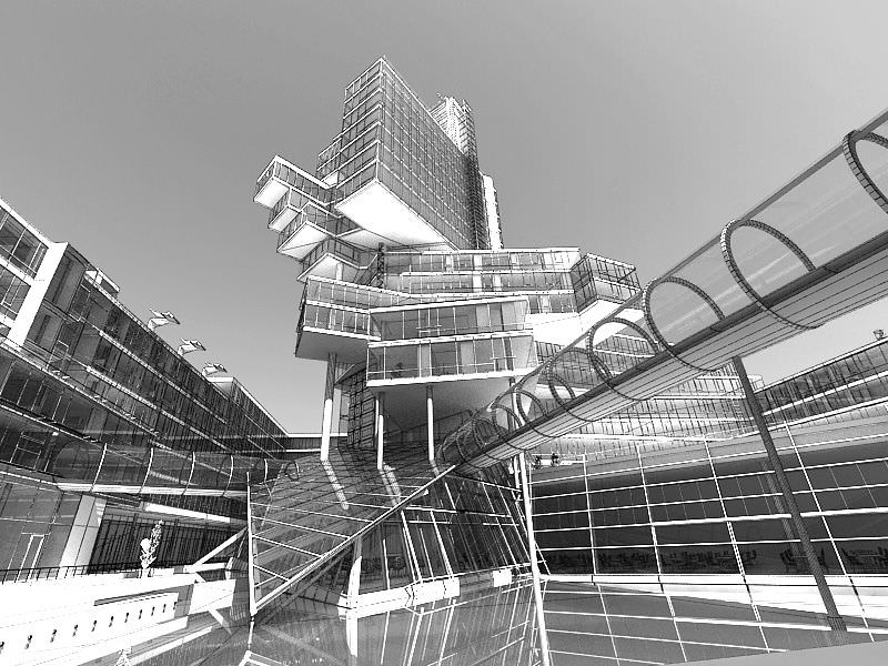 Stylish Central Shopping Centre Scene 3D model_1