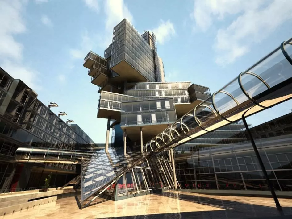 Stylish Central Shopping Centre Scene 3D model_0