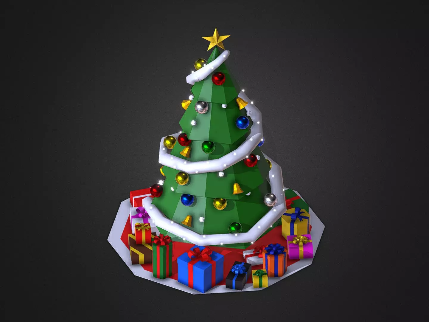 Christmas Tree Low-poly 3D model_0