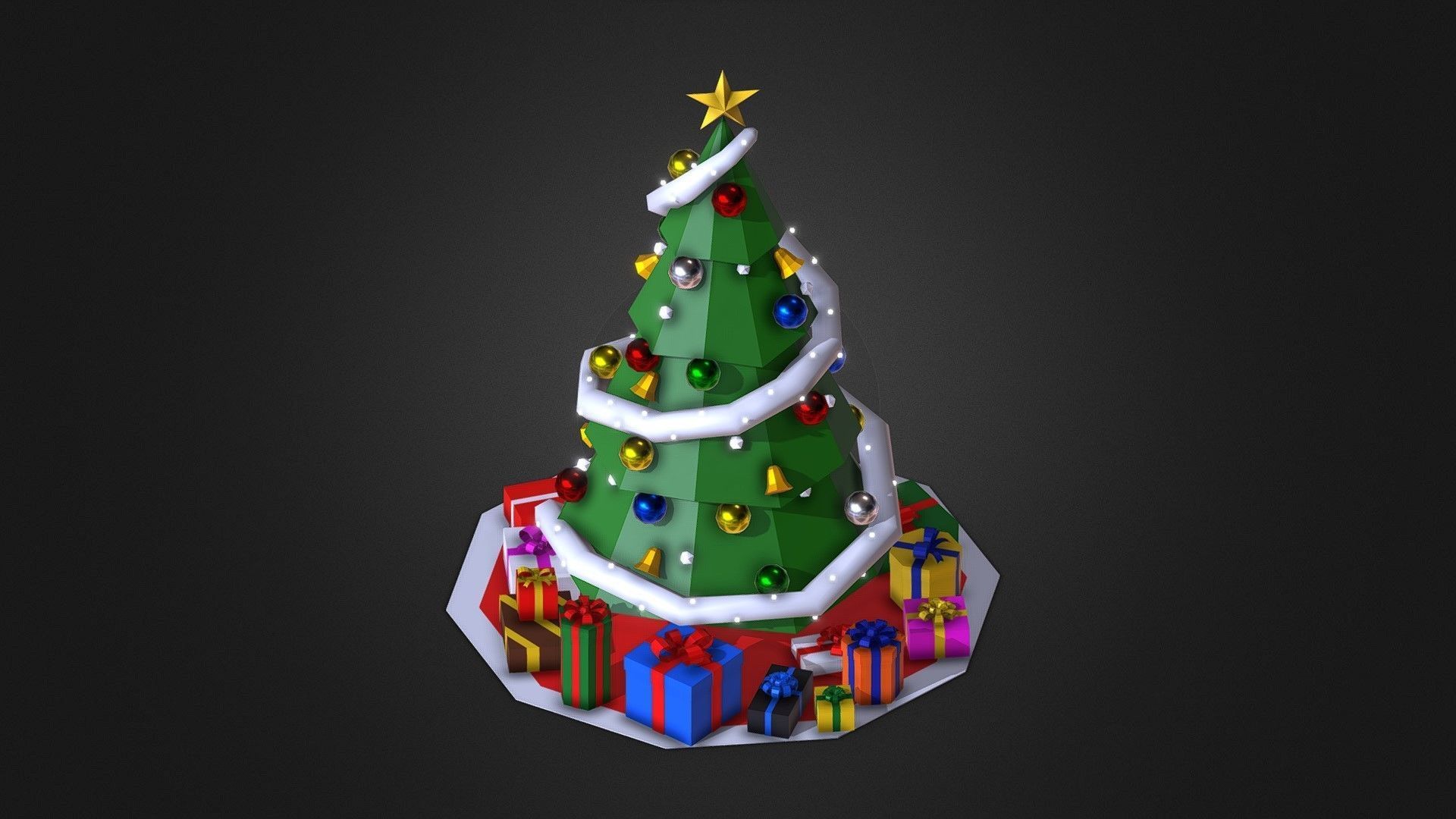 Christmas Tree Low-poly 3D model_1