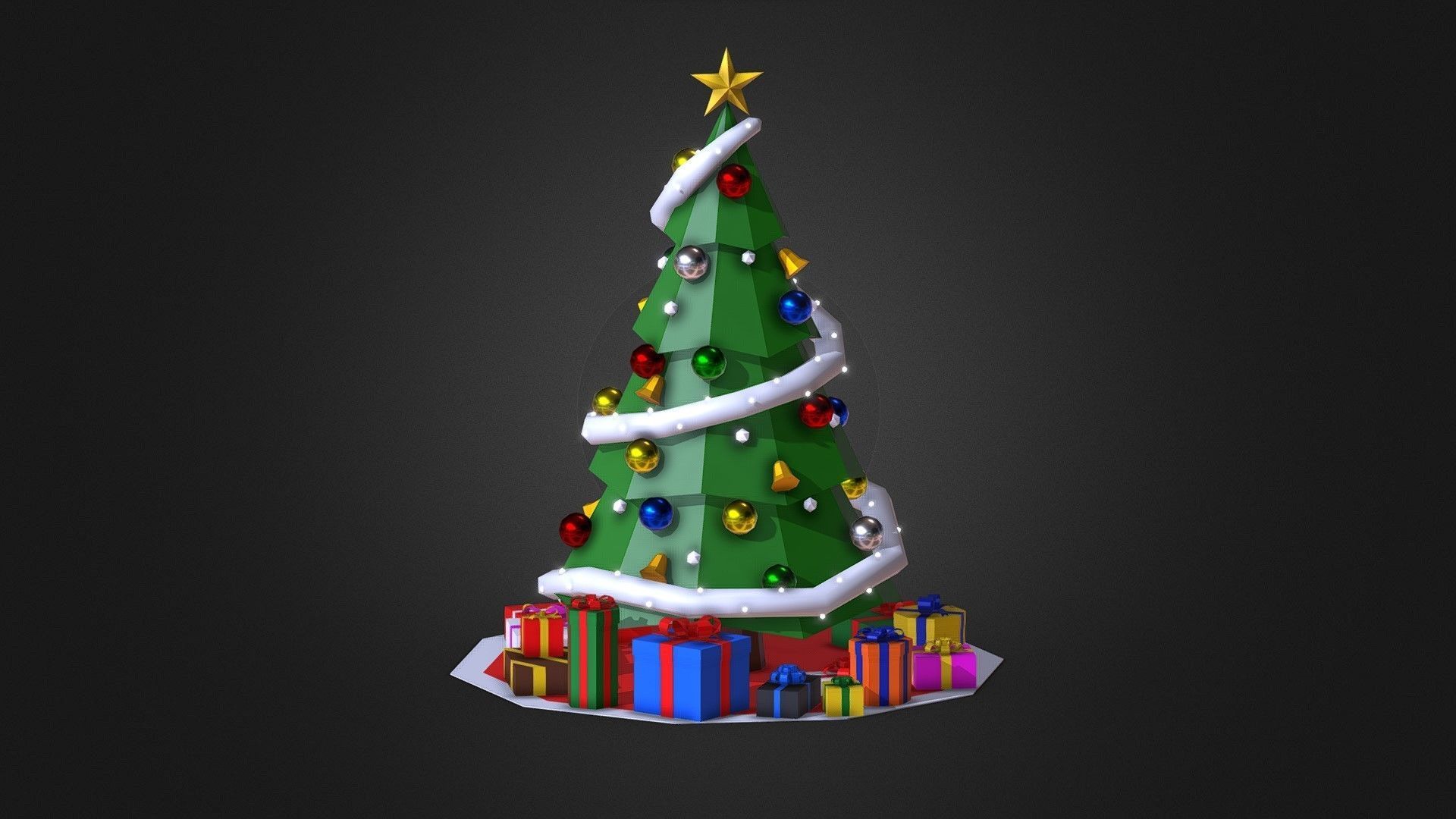 Christmas Tree Low-poly 3D model_2