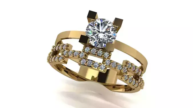 Ring wedding ring two in one engagement assembled 14 3D print model