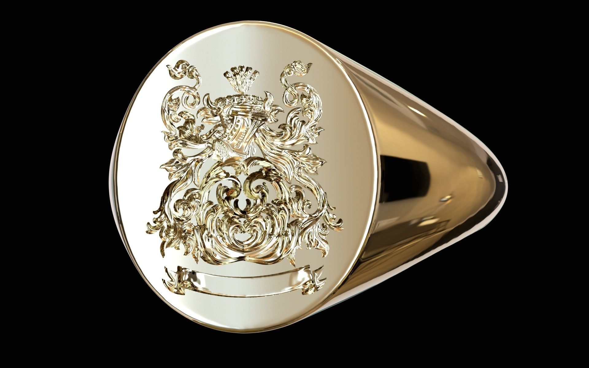 Heraldic Crest ring Coat of Arms 3D print model_6