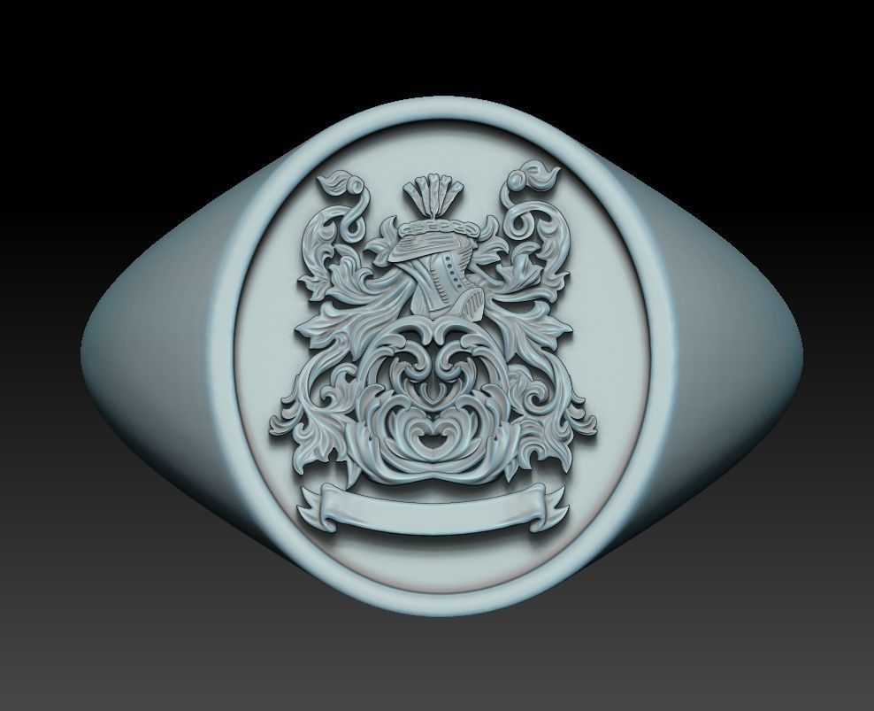 Heraldic Crest ring Coat of Arms 3D print model_1