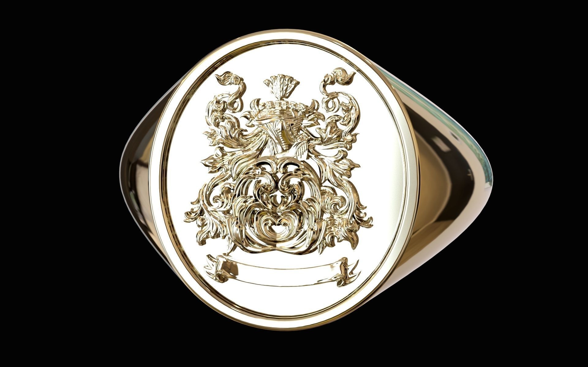 Heraldic Crest ring Coat of Arms 3D print model_3