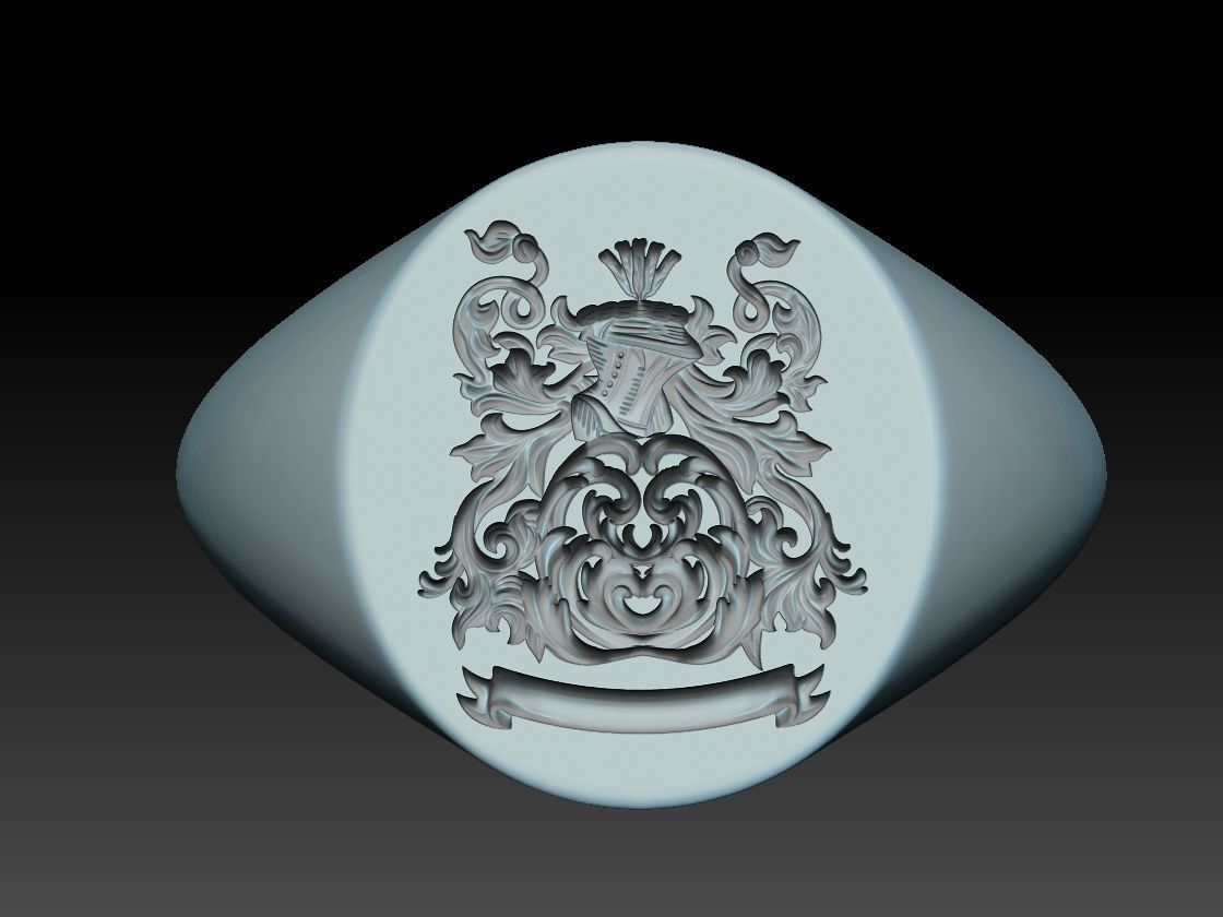 Heraldic Crest ring Coat of Arms 3D print model_2