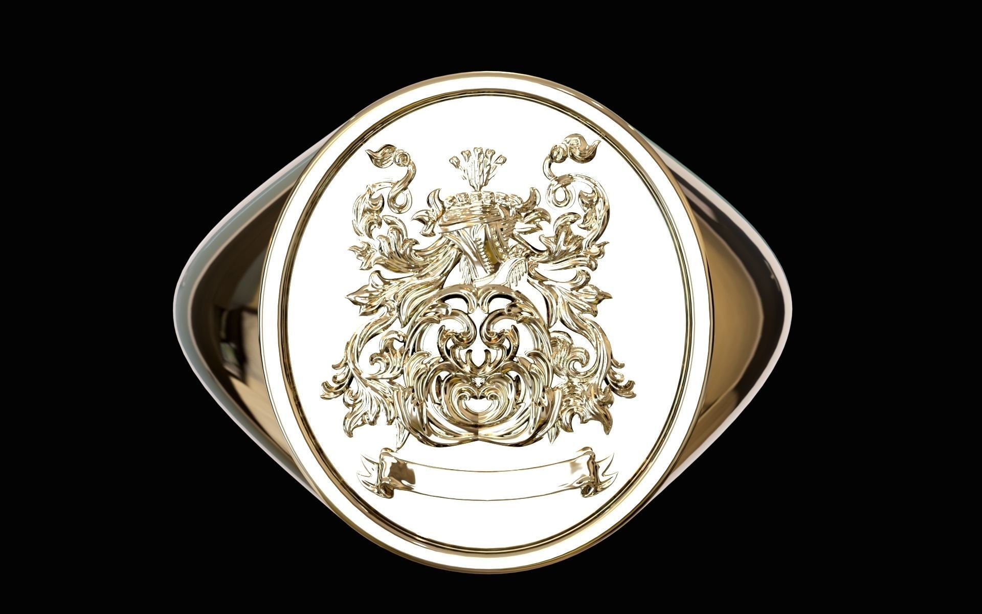 Heraldic Crest ring Coat of Arms 3D print model_4