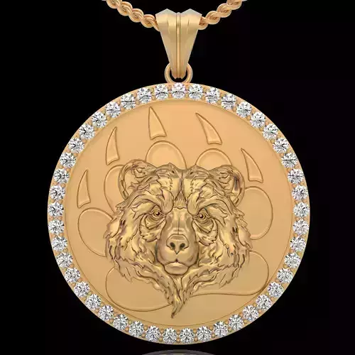 Bear pendant  gold printable jewelry 3D model