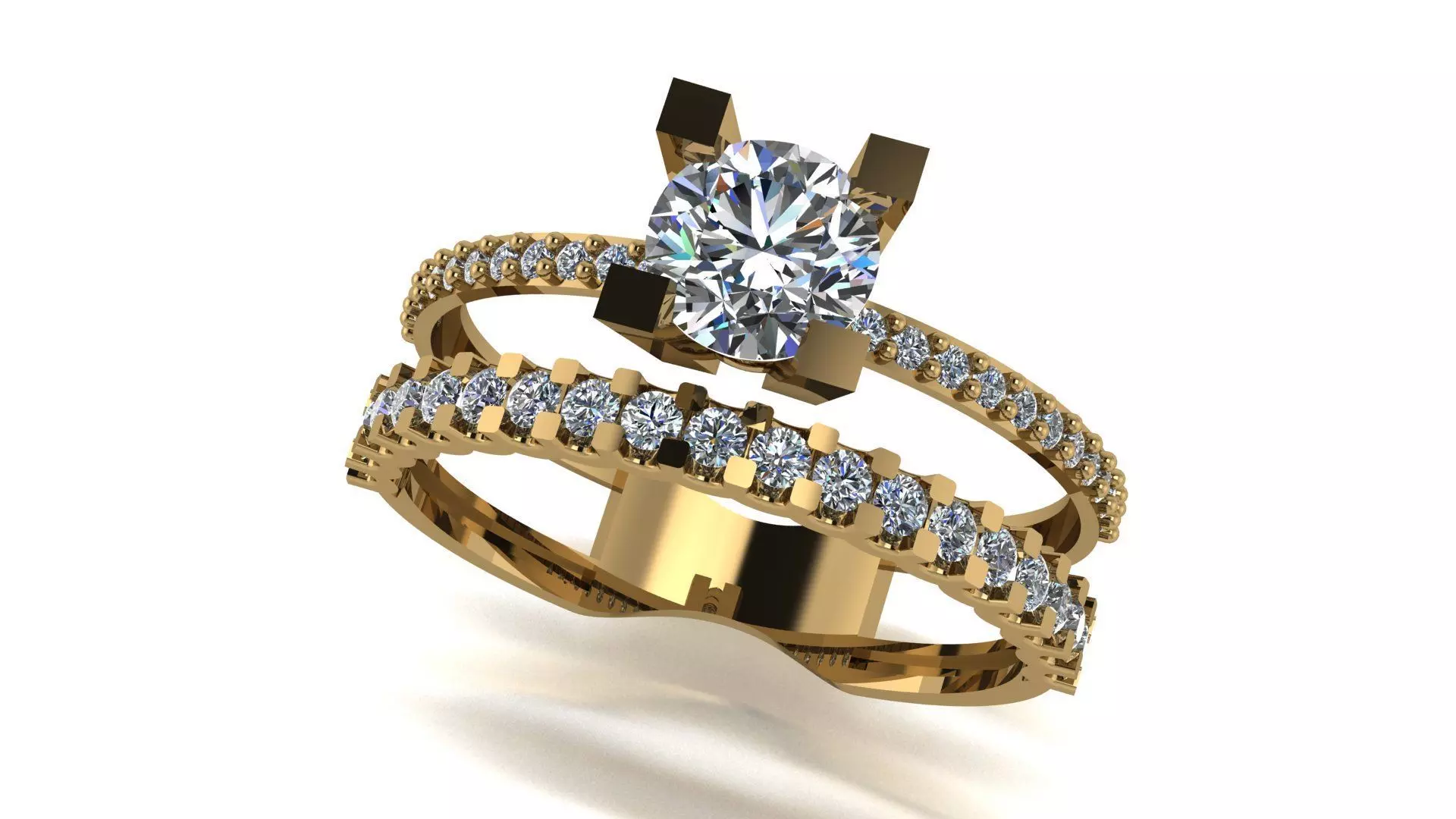 Ring wedding ring two in one engagement assembled 26 3D print model