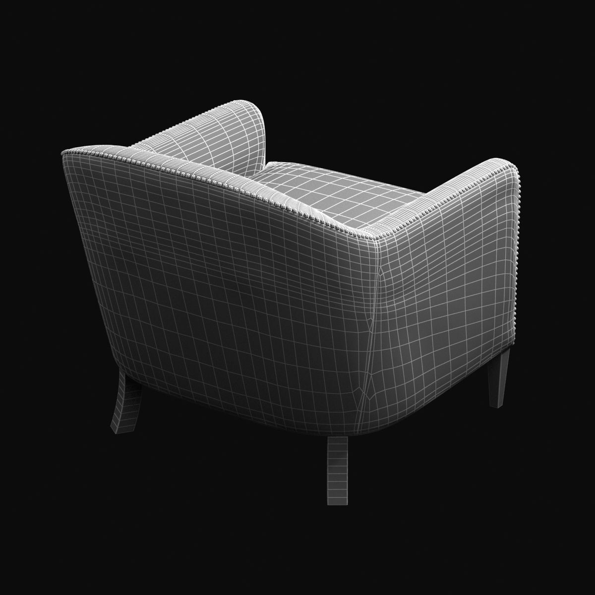 restoration hardware 1950S FRENCH TUXEDO LEATHER CLUB CHAIR 3D model_10