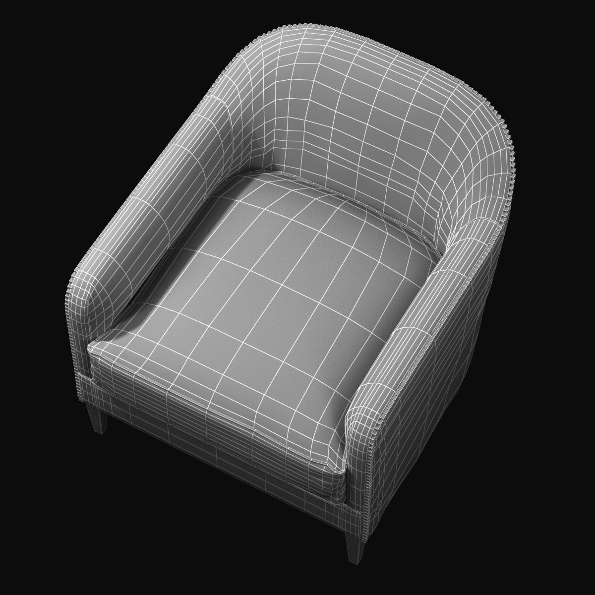 restoration hardware 1950S FRENCH TUXEDO LEATHER CLUB CHAIR 3D model_6