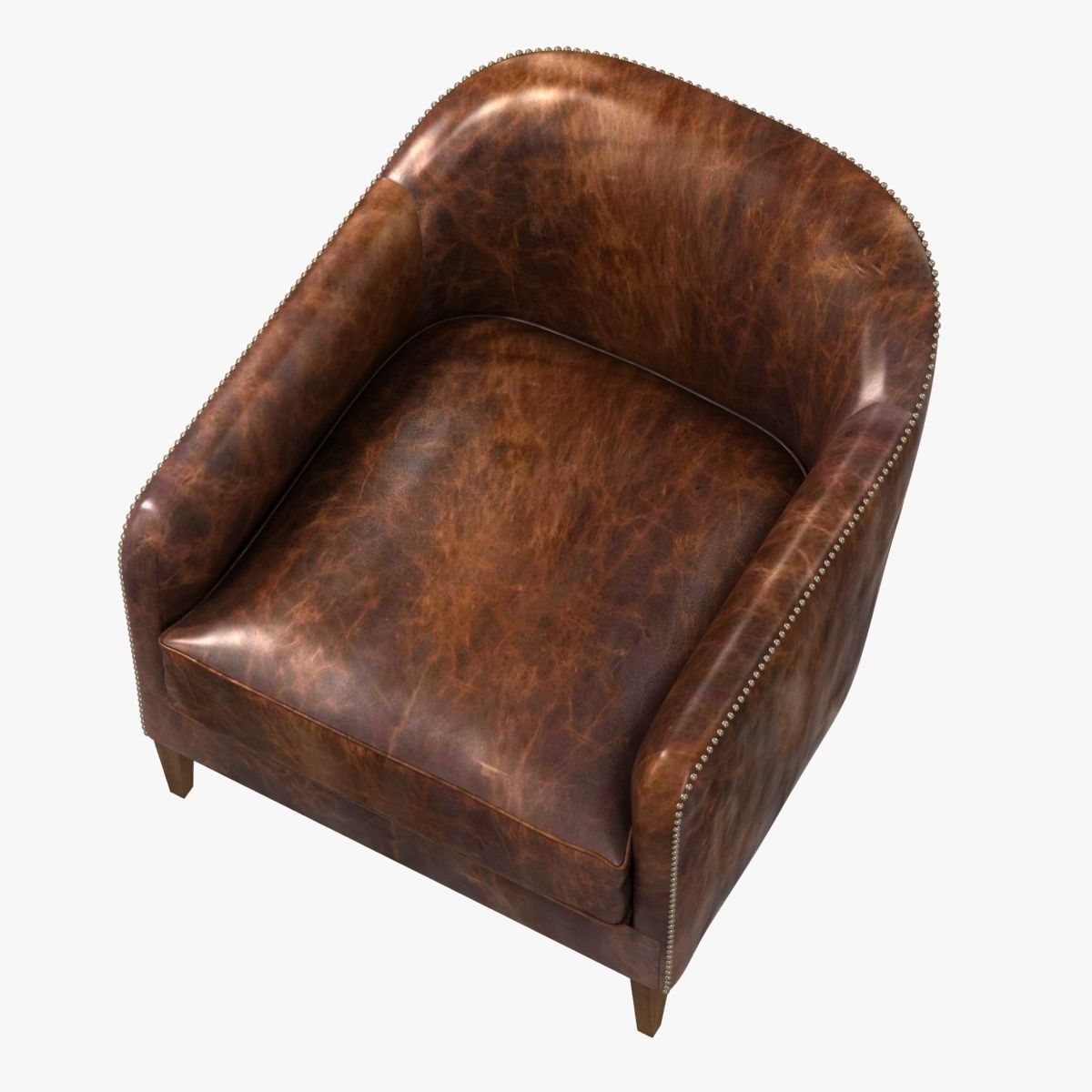 restoration hardware 1950S FRENCH TUXEDO LEATHER CLUB CHAIR 3D model_5
