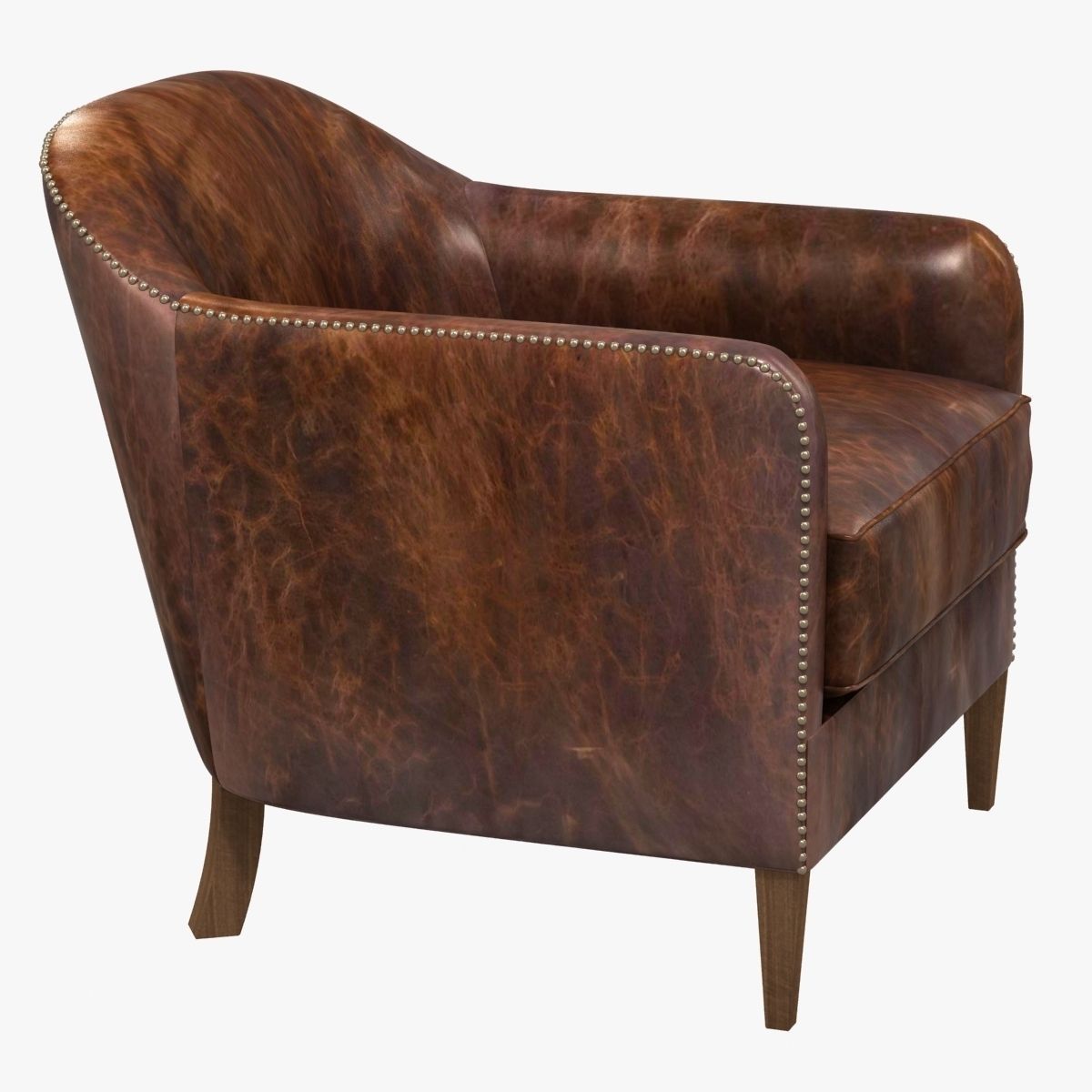 restoration hardware 1950S FRENCH TUXEDO LEATHER CLUB CHAIR 3D model_1