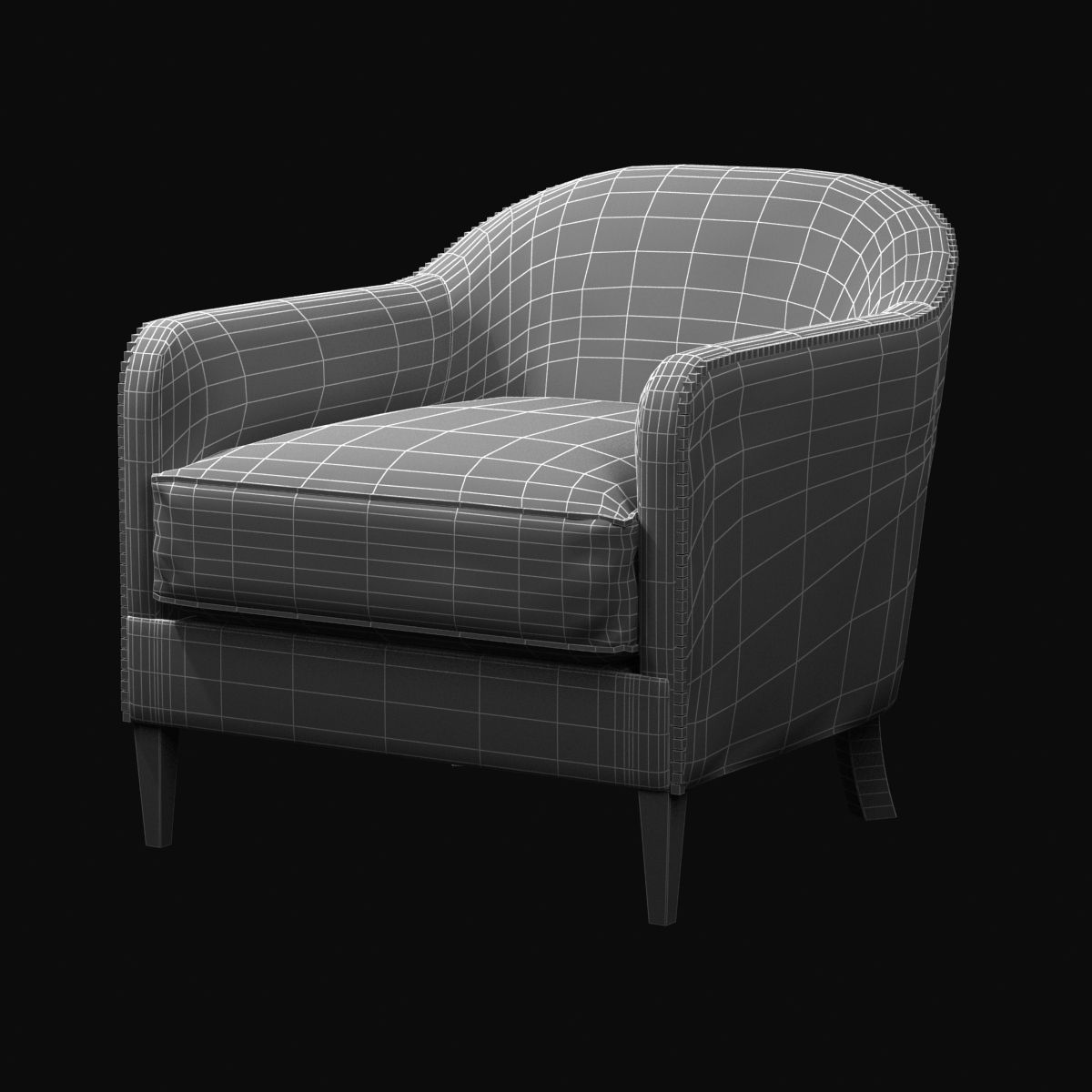 restoration hardware 1950S FRENCH TUXEDO LEATHER CLUB CHAIR 3D model_7