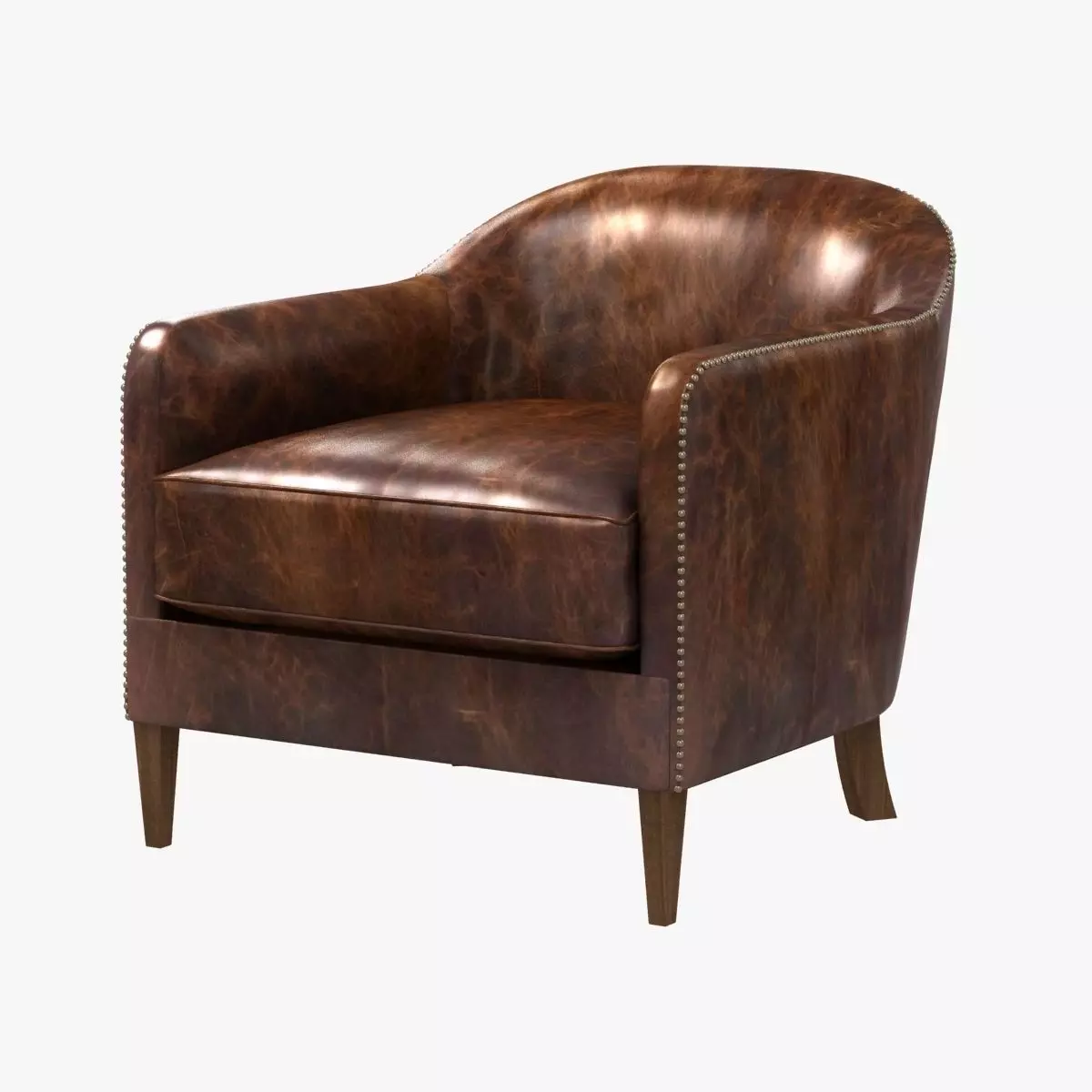restoration hardware 1950S FRENCH TUXEDO LEATHER CLUB CHAIR 3D model_0