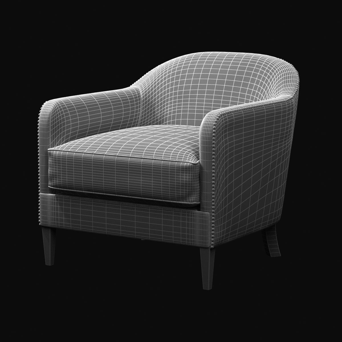 restoration hardware 1950S FRENCH TUXEDO LEATHER CLUB CHAIR 3D model_9