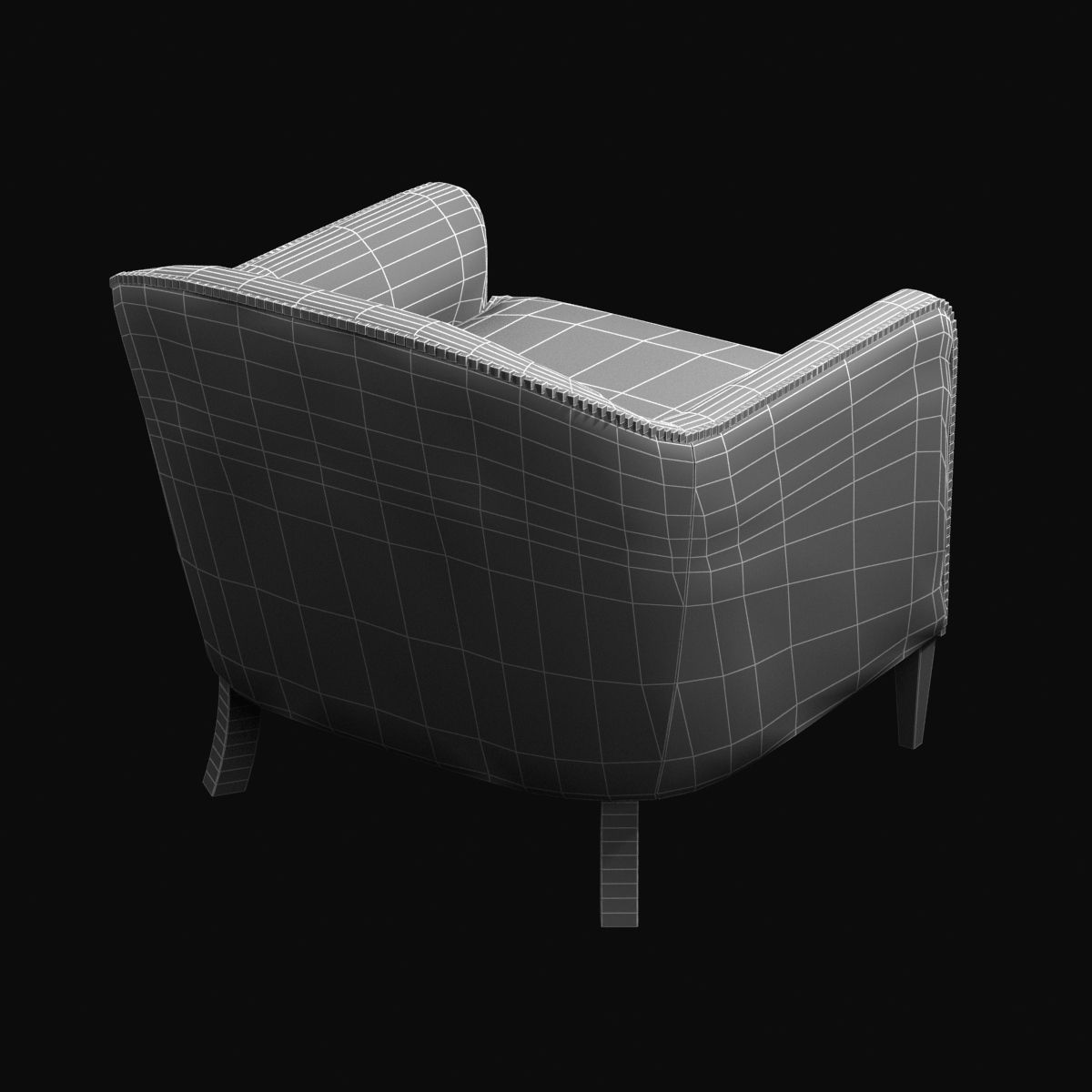 restoration hardware 1950S FRENCH TUXEDO LEATHER CLUB CHAIR 3D model_8