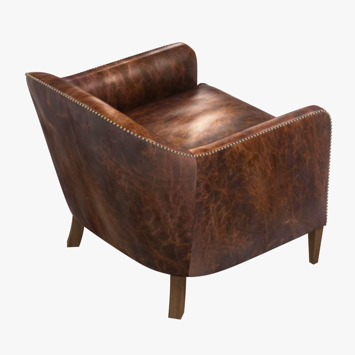 restoration hardware 1950S FRENCH TUXEDO LEATHER CLUB CHAIR 3D model_2