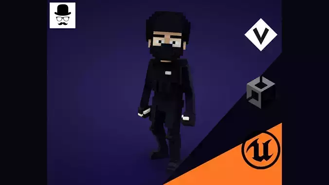 Swat Character - 3D Voxel Low Poly Model