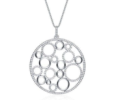 YD228 rose gold necklace with circles and diamonds 3D print model_1