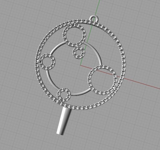 YD228 rose gold necklace with circles and diamonds 3D print model_8