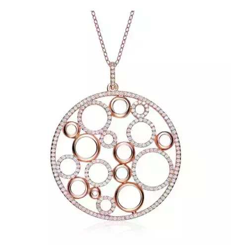 YD228 rose gold necklace with circles and diamonds