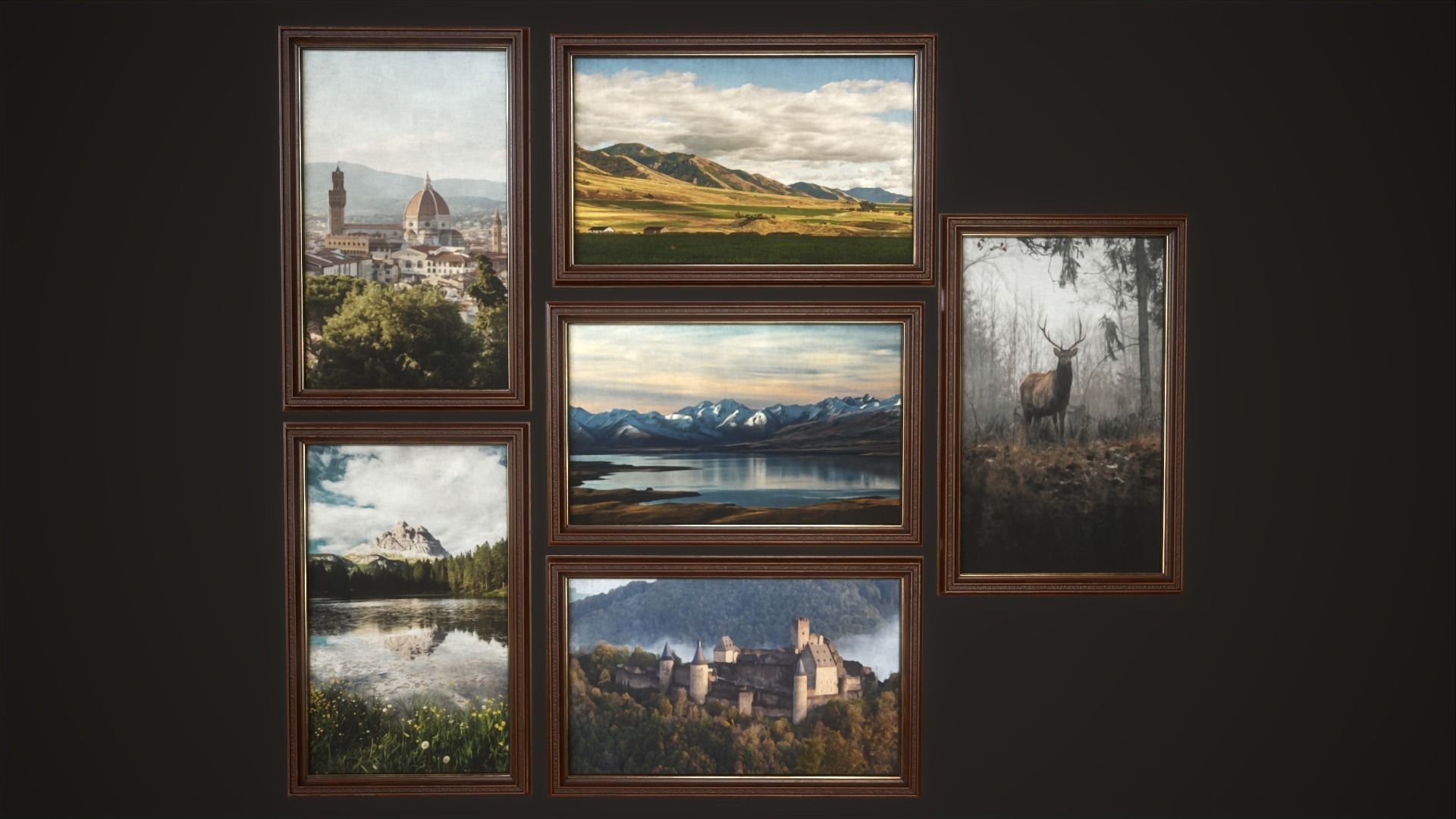 Set of paintings with a frame Low-poly 3D model_14