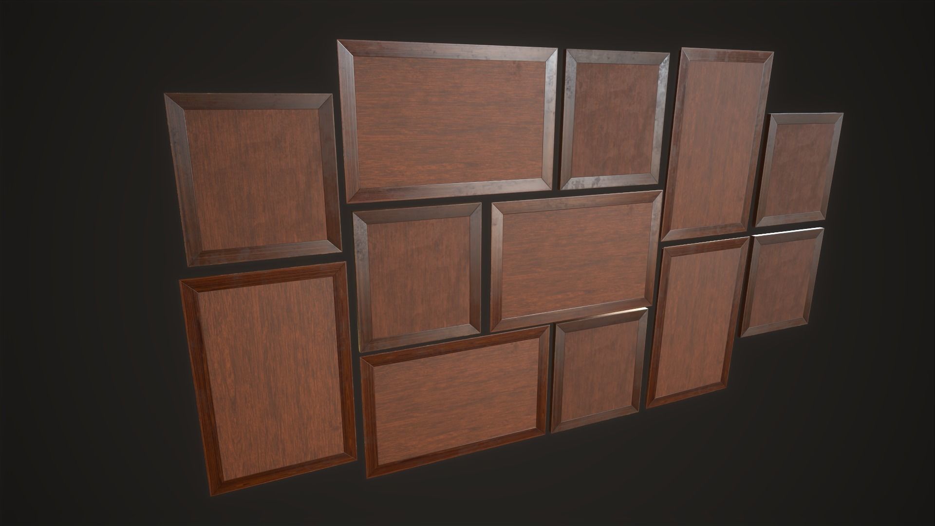 Set of paintings with a frame Low-poly 3D model_10