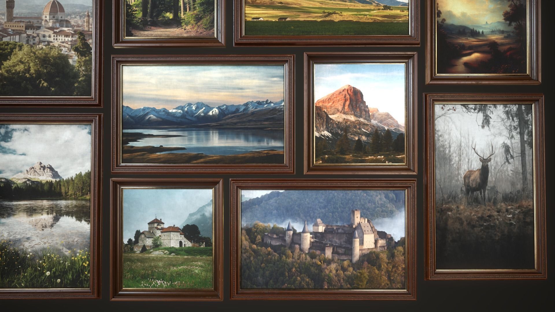 Set of paintings with a frame Low-poly 3D model_4