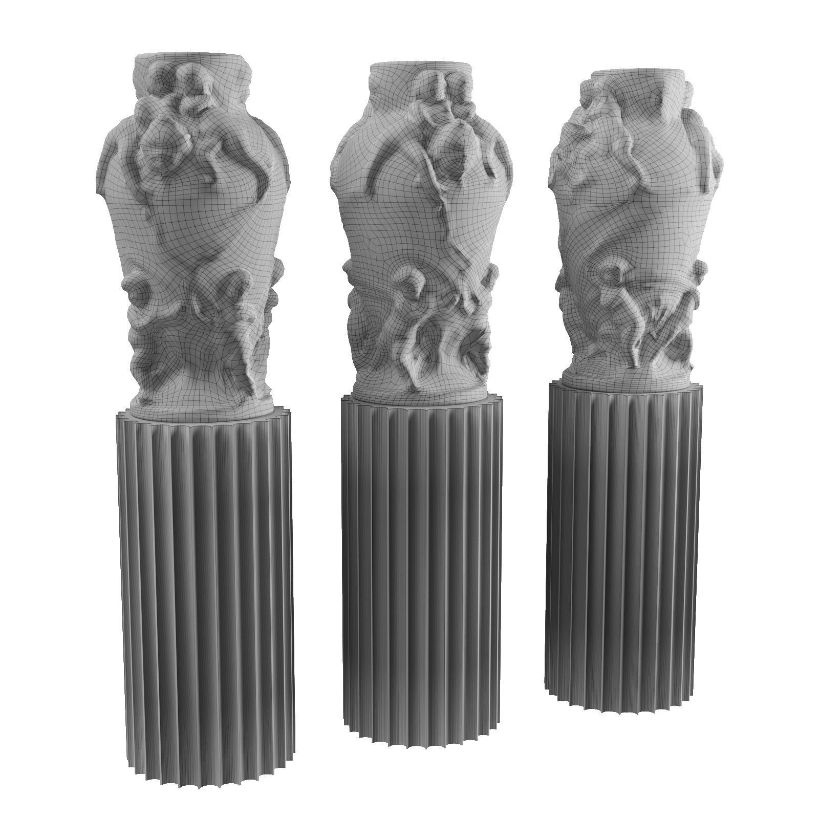 Classic relief vase Low-poly 3D model_5
