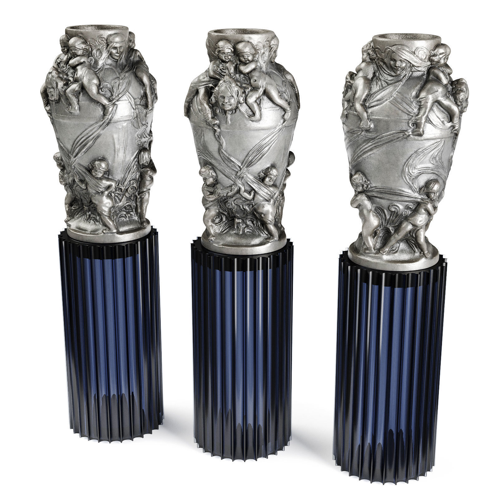 Classic relief vase Low-poly 3D model_3