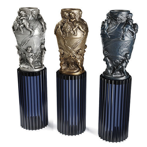Classic relief vase Low-poly 3D model