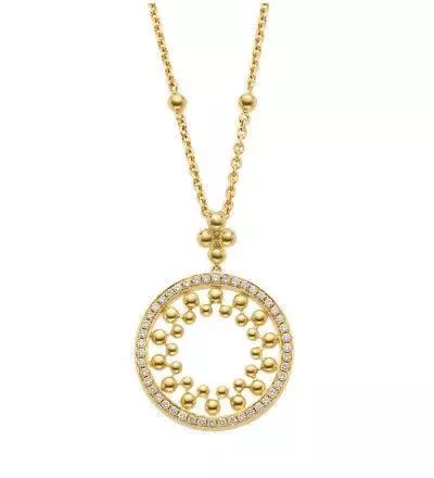 YD229 gold necklace with diamonds and circular pendant 3D print model_0
