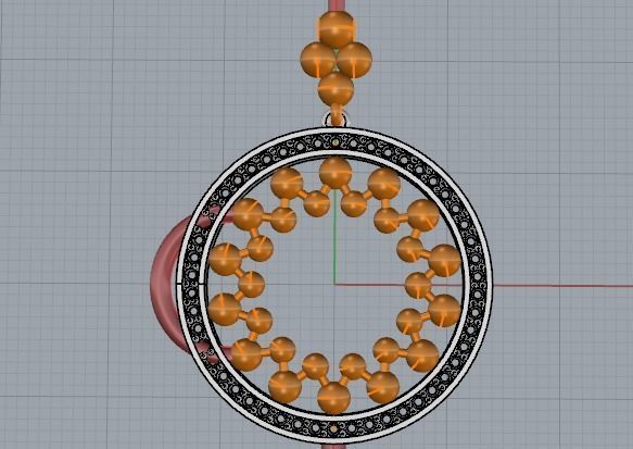 YD229 gold necklace with diamonds and circular pendant 3D print model_3