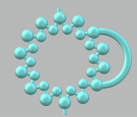 YD229 gold necklace with diamonds and circular pendant 3D print model_6