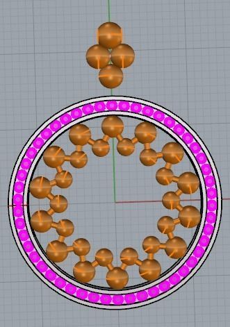 YD229 gold necklace with diamonds and circular pendant 3D print model_2