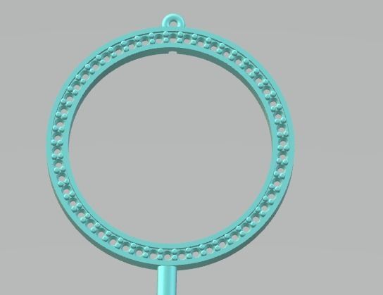 YD229 gold necklace with diamonds and circular pendant 3D print model_1