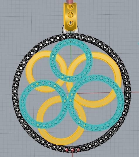 YD231 pendant with circles 3D print model_1