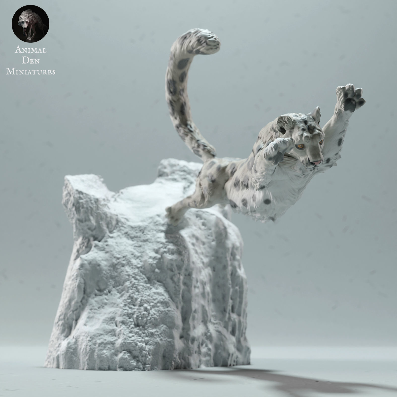 Snow Leopard  Jump 3D print model_1